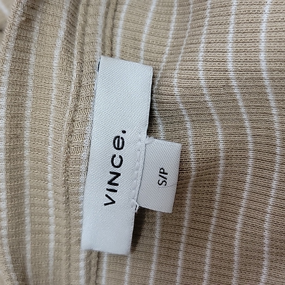Vince Beige Ribbed Short Sleeve Top - Picture 5 of 6